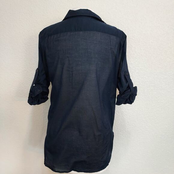 ⭐️5/$20 Ellen Tracy Navy Blue Button Down Size S - Picture 8 of 11